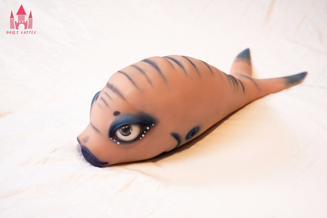 #F1 Tan TPE Fish Sex Toy, 38cm Girth, M16 Connector