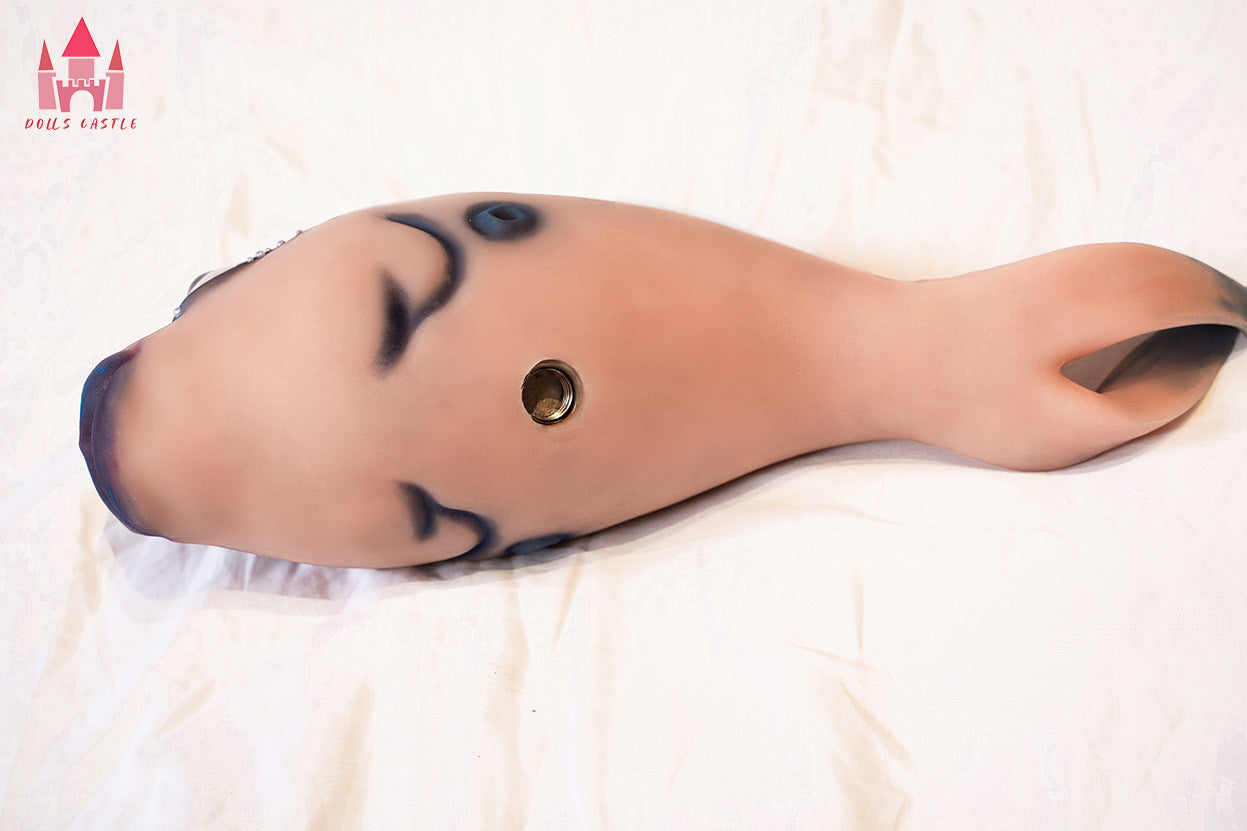 #F1 Tan TPE Fish Sex Toy, 38cm Girth, M16 Connector