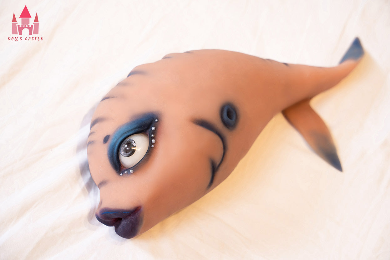 #F1 Tan TPE Fish Sex Toy, 38cm Girth, M16 Connector