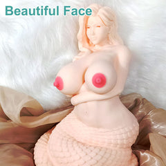 Snake girl sex doll posing on bed         